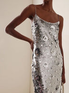 LUIS SLIVER SEQUINS DRESS