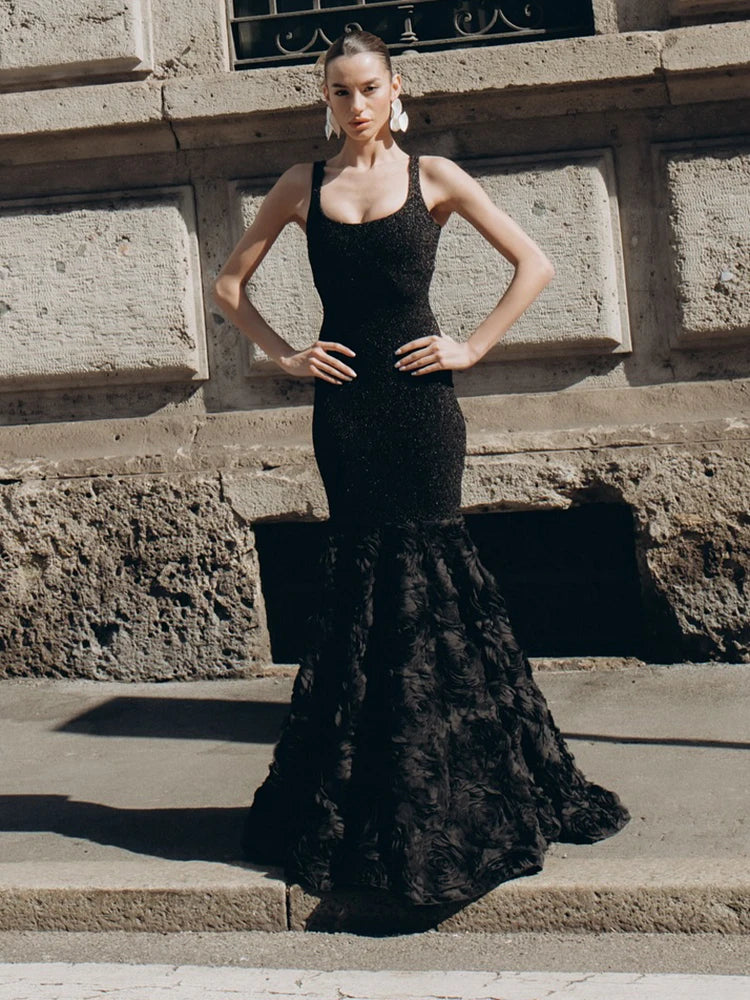 BANCI BLACK FLORAL DRESS