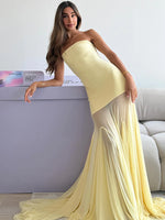 Cargar imagen en el visor de la galería, IVYNAKI YELLOW STRAPLESS DRESS
