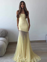 Cargar imagen en el visor de la galería, IVYNAKI YELLOW STRAPLESS DRESS
