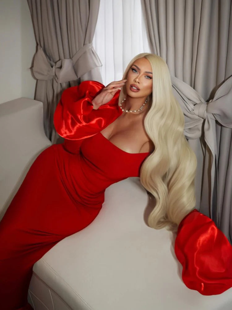 MARA BLACK RED OFF SHOULDER DRESS GOWN