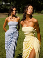 CORAL YELLOW STRAPLESS MAXI DRESS