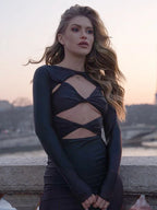 MADISON BLACK CUT OUT DESIGN DRESS