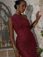 ANITA BURGUNDY LACE MAXI DRESS