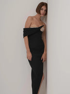 DULI BLACK OFF SHOULDER DRESS