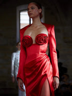 ANITA RED ROSE LONG SLEEVE DRESS GOWN