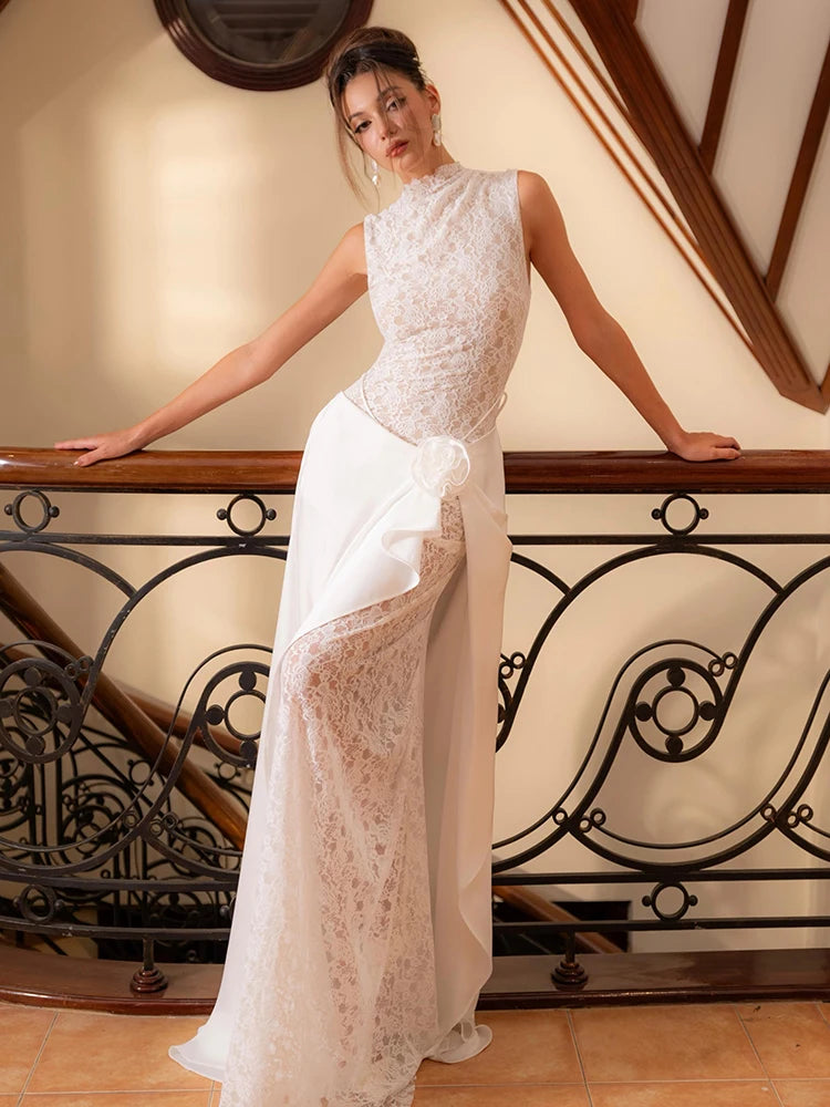 JONES WHITE LACE MAXI DRESS