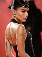 YAKAYRA BLACK HALTER BACKLESS DRESS