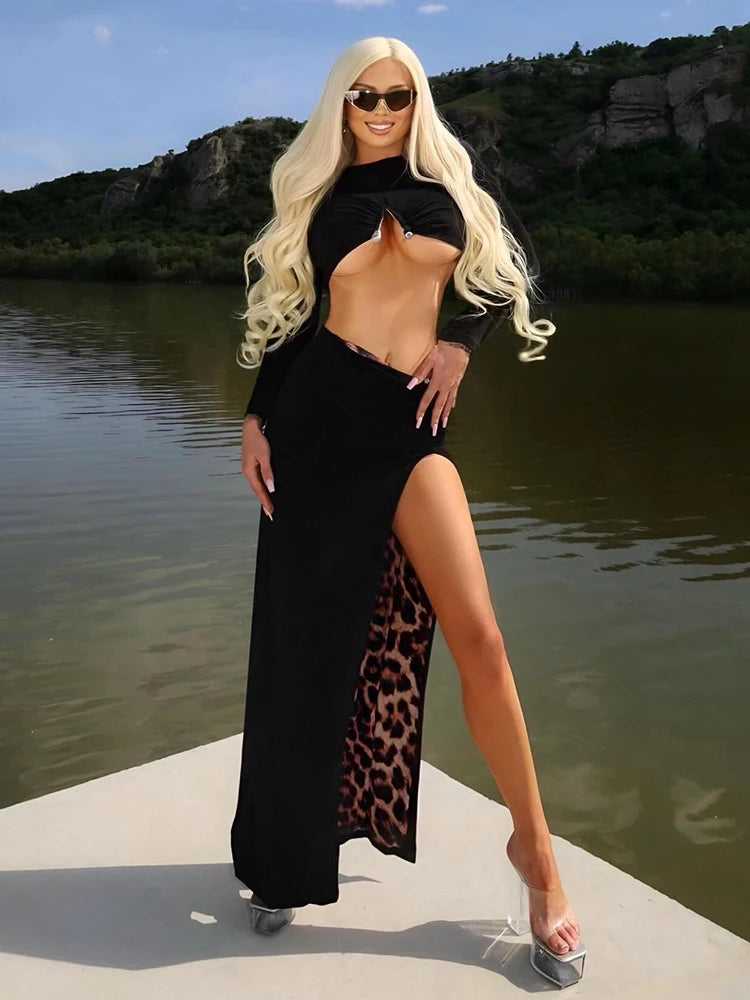 ROSICA BLACK TWO PIECES DRESS SET