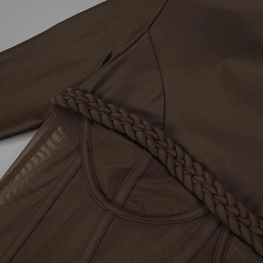 JAMACY BROWN MESH DRESS