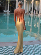 ANELIZE SEXY BACKLESS SATIN MAXI DRESS FOR WOMEN