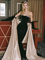 ALIYAH BLACK STRAPLESS VELVET DRESS
