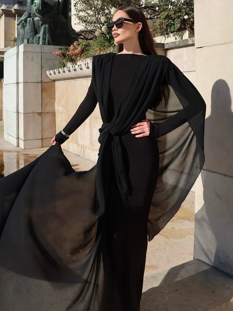 DIANA ELEGANT WHITE LONG SLEEVE MAXI DRESS