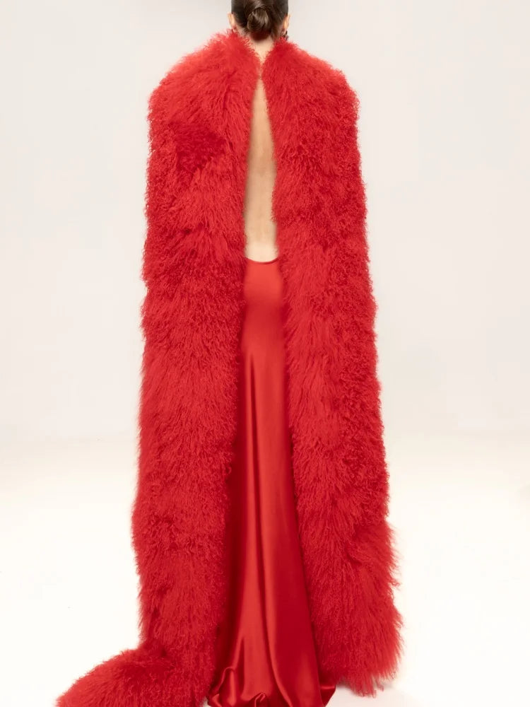 ALLEGRA RED STRAPLESS TASSEL MAXI DRESS