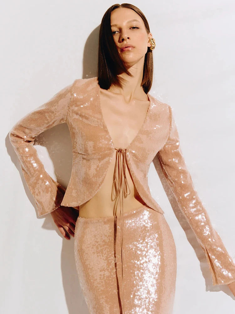 LISA SEQUIN TWO-PIECE DRESS SET