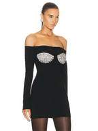 ROMAINE BLACK LONG SLEEVES MINI DRESS