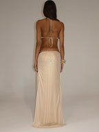 SOPHIA GOLD HALTER MAXI DRESS