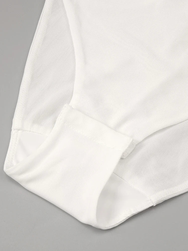 CLARA WHITE DEEP V NECK MINI DRESS