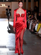 ANITA RED ROSE LONG SLEEVE DRESS GOWN