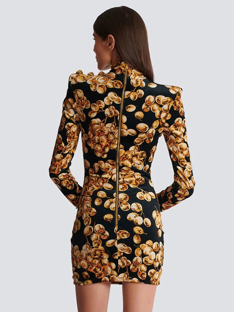 VALENTINA HIGH NECK LONG SLEEVE MINI DRESS GOWN