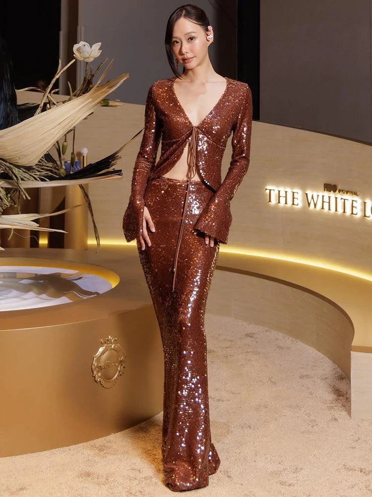 LISA SEQUIN TWO-PIECE DRESS SET