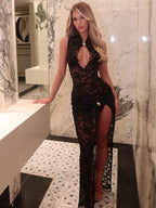 SIENNS BLACK LACE MAXI DRESS