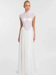 RONITINA WHITE MESH DRESS