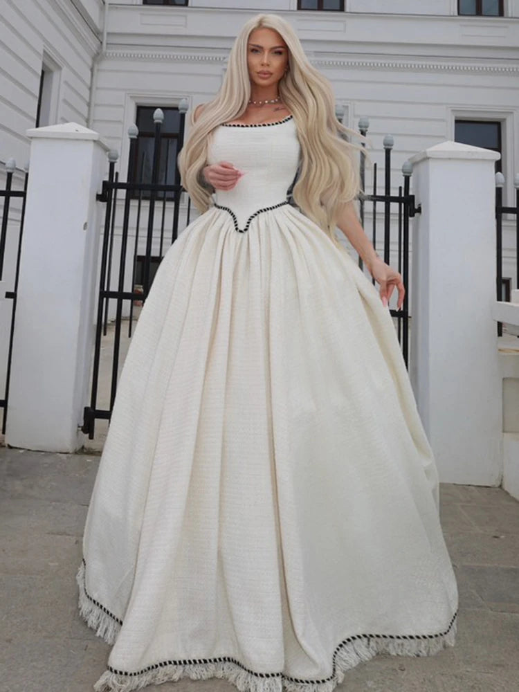 IASAMAR WHITE SLEEVELESS LONG DRESS GOWN