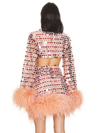 LEILANI SEQUIN FEATHER MINI DRESS
