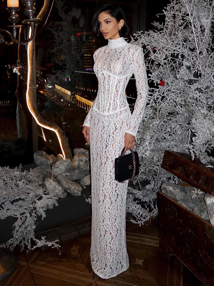 JOCELYN WHITE LACE WEDDING MAXI DRESS
