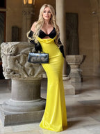 SANDRA BLACK WHITE LONG DRESS EVENING GOWN