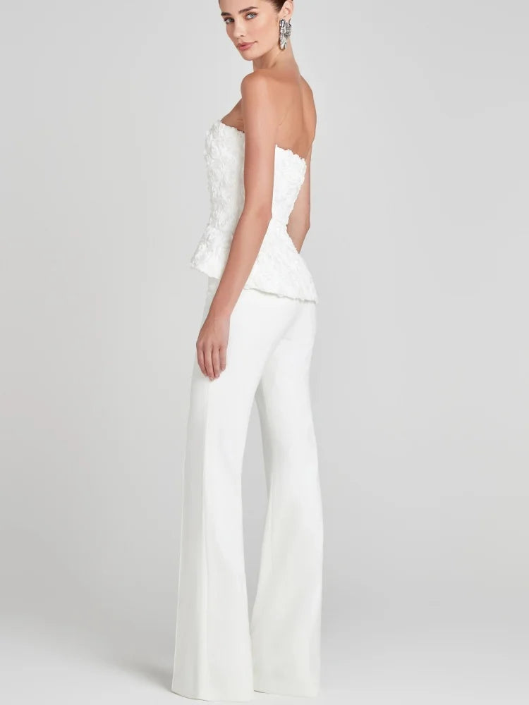 EMILY WHITE STRAPLESS TOP & PANTS SET