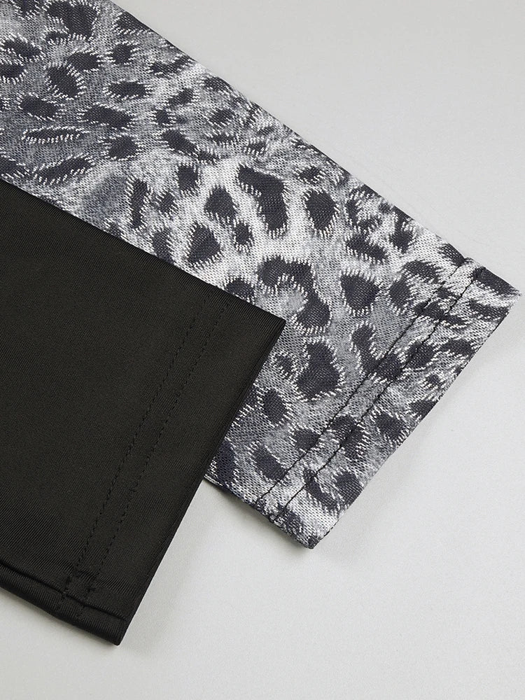 TINA BLACK LEOPARD LONG DRESS GOWN