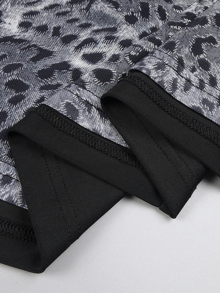 TINA BLACK LEOPARD LONG DRESS GOWN