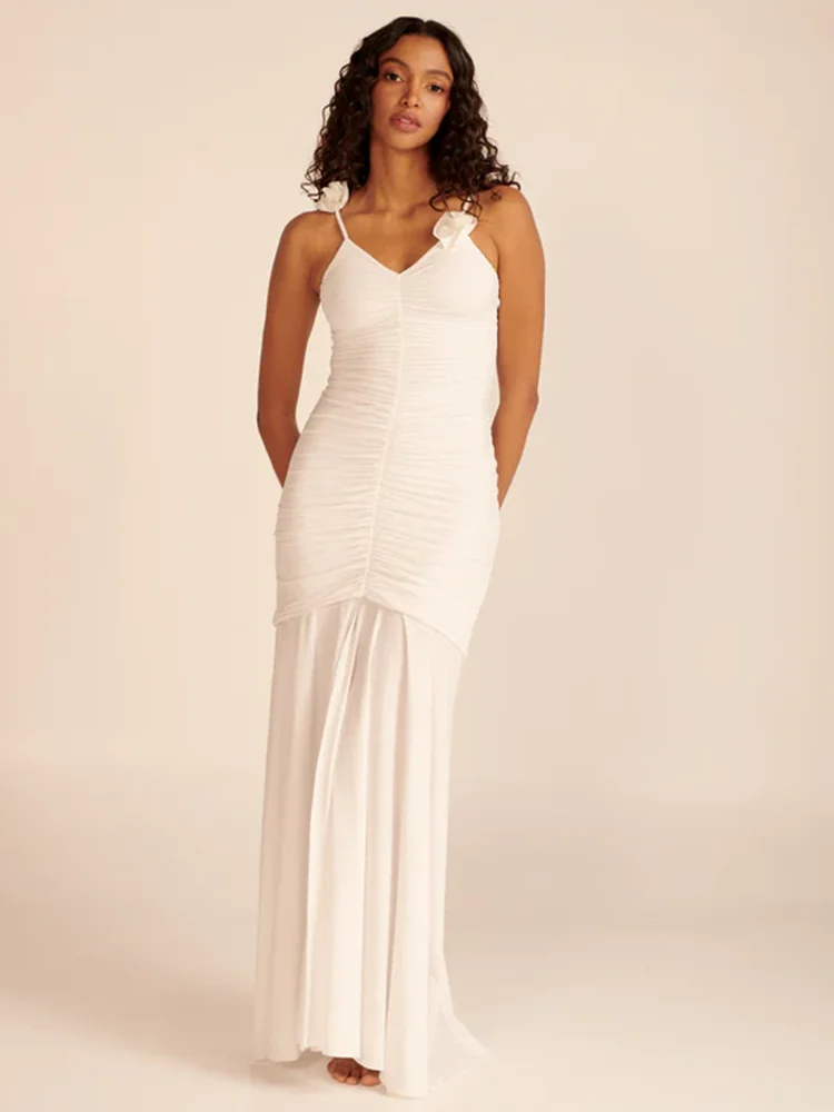 MONANIYA SPAGHETTI STRAP LONG DRESS