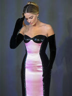 ELSA PINK BLACKSTRAPLESS DRESS GOWN