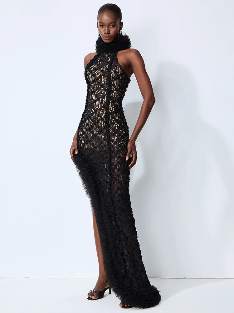 CHERYL BLACK LACE MAXI DRESS