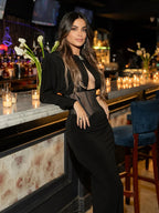 ELEANOR BLACK DIAMOND MESH MAXI DRESS