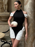 ALAINA BLACK & WHITE PARTY MINI DRESS