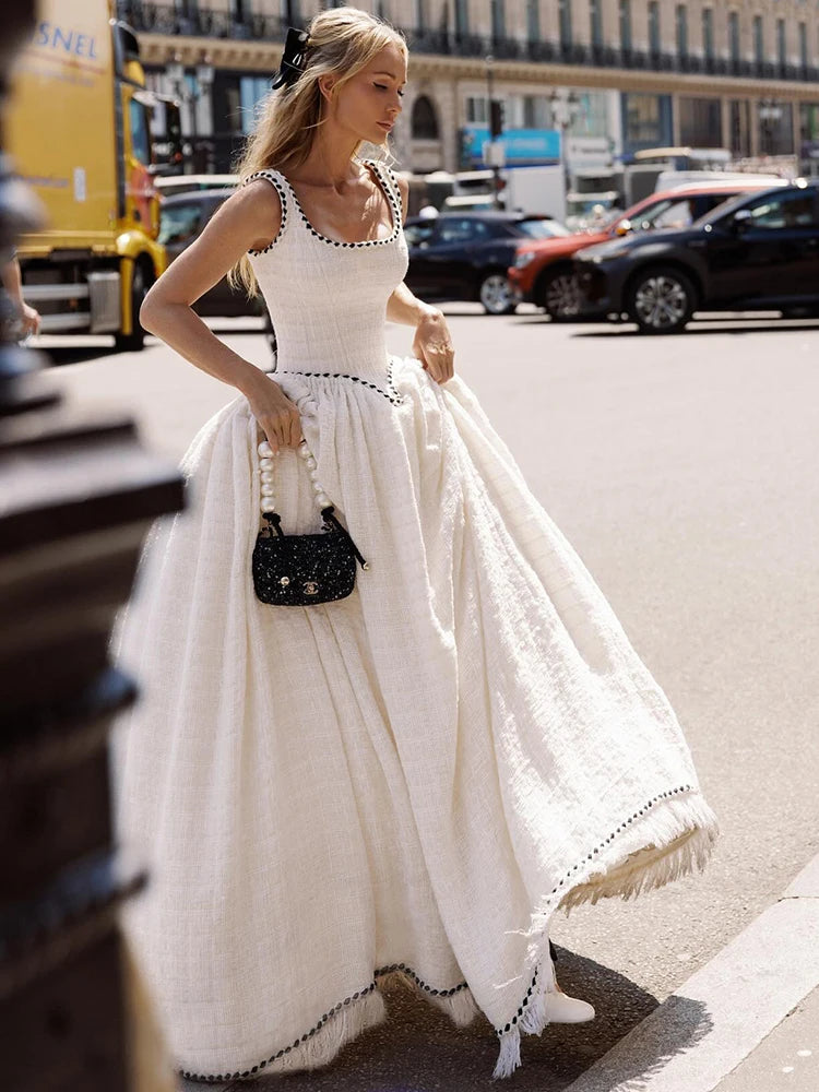 IASAMAR WHITE SLEEVELESS LONG DRESS GOWN