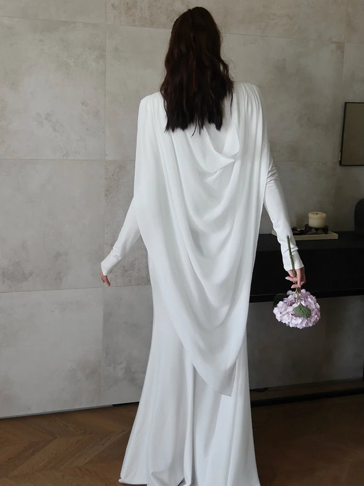 DIANA ELEGANT WHITE LONG SLEEVE MAXI DRESS