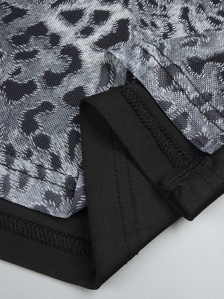 TINA BLACK LEOPARD LONG DRESS GOWN