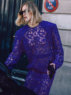 MAEVE BLUE LACE MIDI DRESS