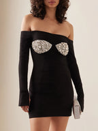 ROMAINE BLACK LONG SLEEVES MINI DRESS
