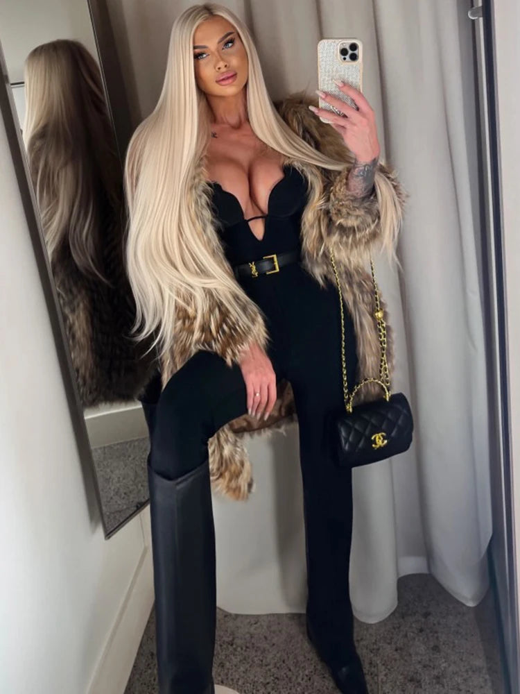 LUNDY BLACK V NECK SLEEVELESS JUMPSUIT