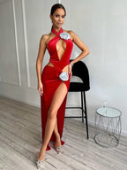 CRISTINA RED HALTER DRESS GOWN