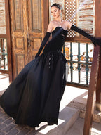 WISSAL BLACK HOLLOWED OUT MAXI DRESS
