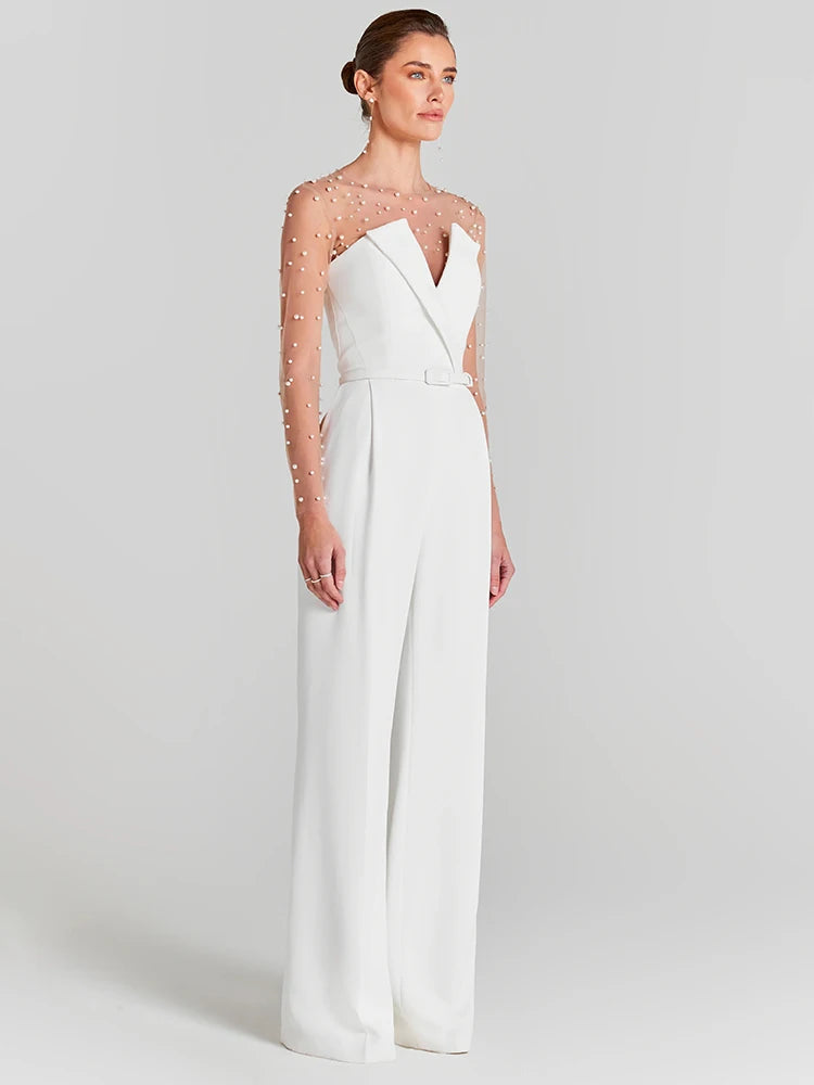 OMAR WHITE PEARL PANT SUIT