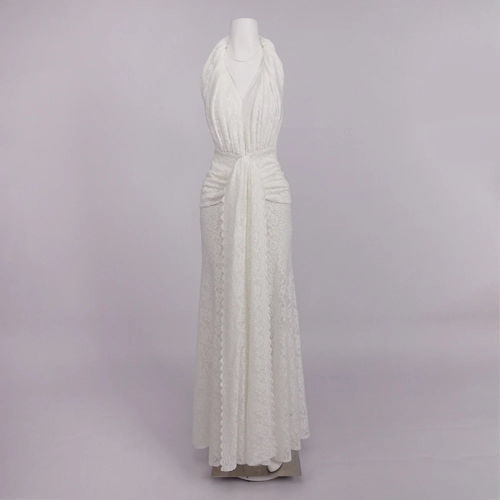 MANDY LACE HALTER MAXI DRESS
