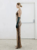 RAYANA LEOPARD SEQUIN  MAXI DRESS
